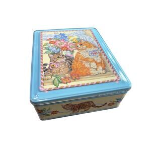 Rectangular Cat Kitten Decorative Tin- Made in hong kong- some wear cottage